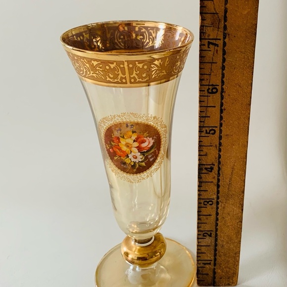 Vintage 24k Gold Trim Rare Gordial Glasses Italy Of 6 - Picture 16 of 16
